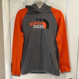 The North Face Women’s Raglan Sleeve Hooded Sweatshirt M Heathered Gray/Orange